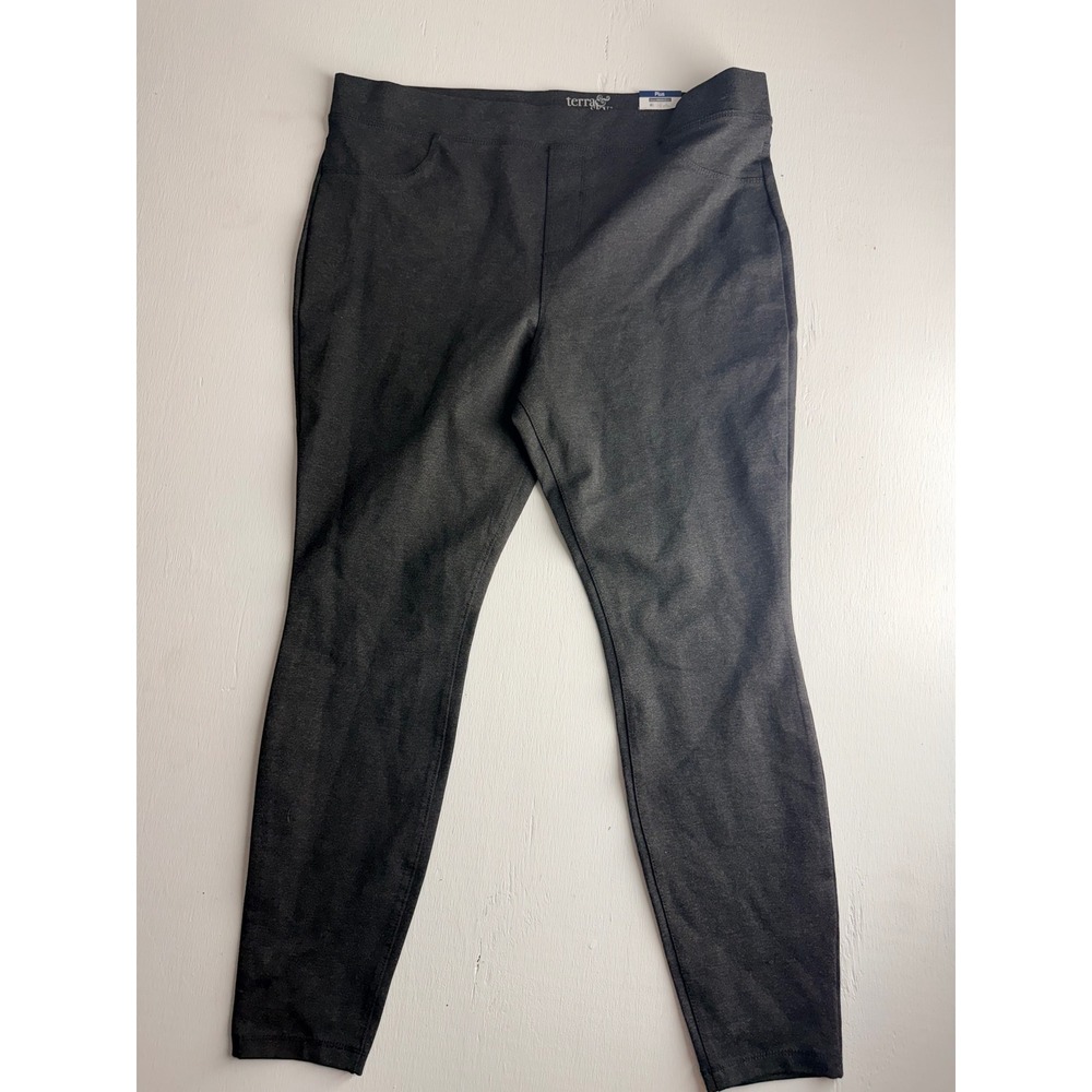 Terra & Sky Plus Size 1X 16W-18W Grey Ponte Skinny Pants Pull On Leggings NWT